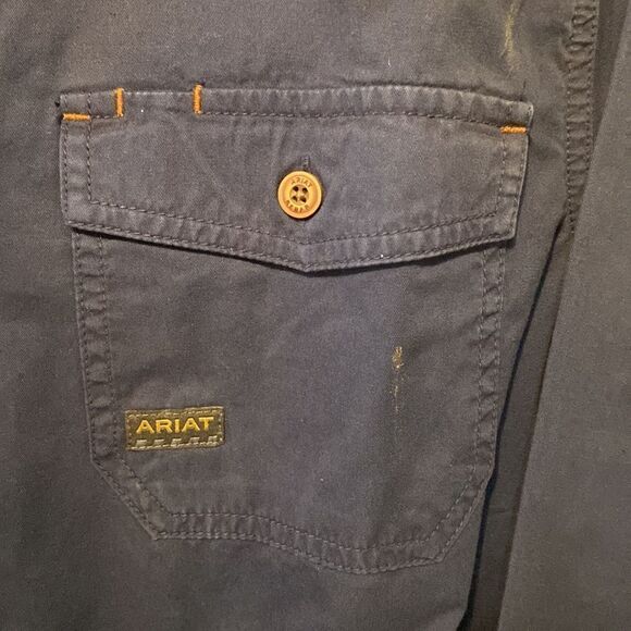 Ariat Rebar navy buttons pockets 100% cotton brand new - Picture 4 of 5